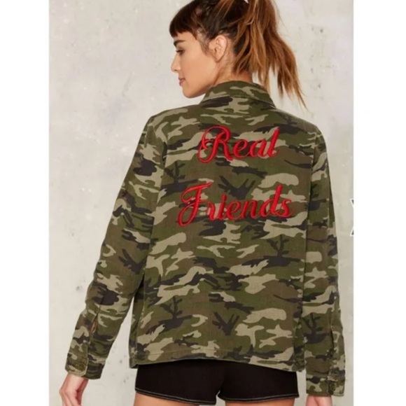 pistola Jackets & Blazers - Pistola Embroidered ‘Real Friends’ Camo Jacket Size S
